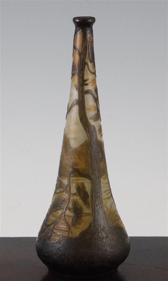 A Devez cameo glass bottle vase, c.1900, 18cm